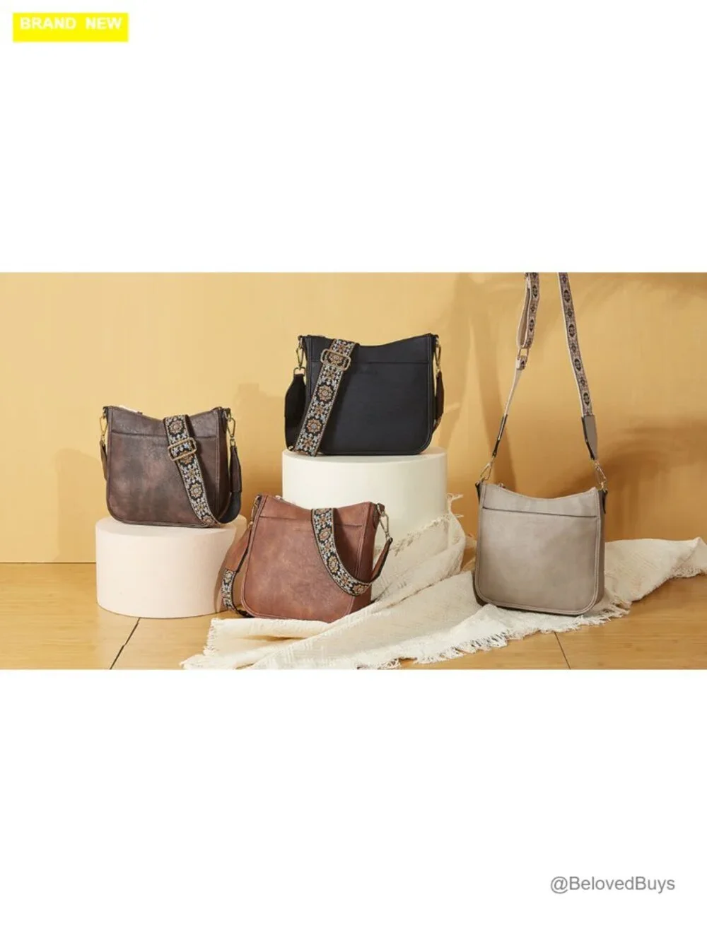 Vegan Leather Hobo Crossbody Bag with Wide Shoulder Strap